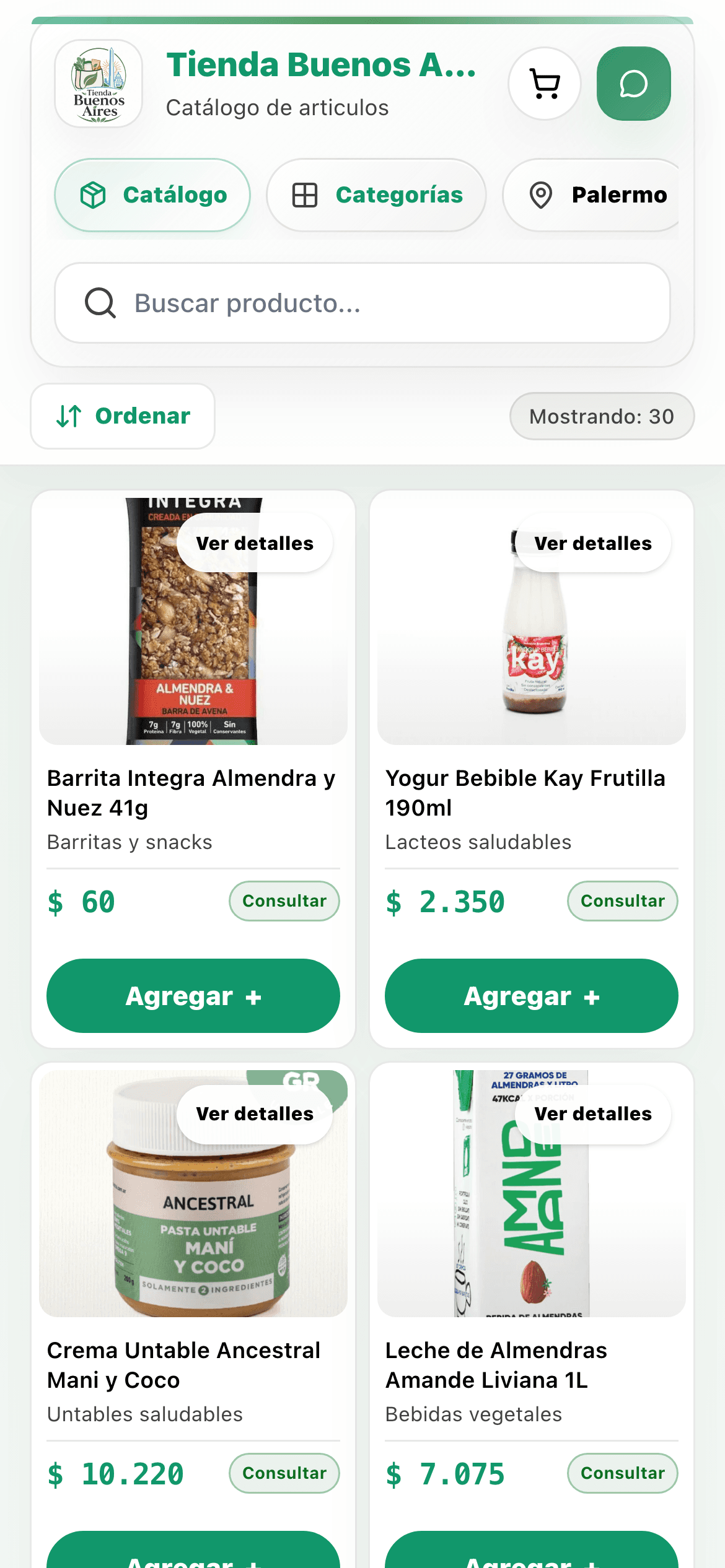 Tienda Buenos Aires en mobile como ejemplo de tienda online para dietéticas