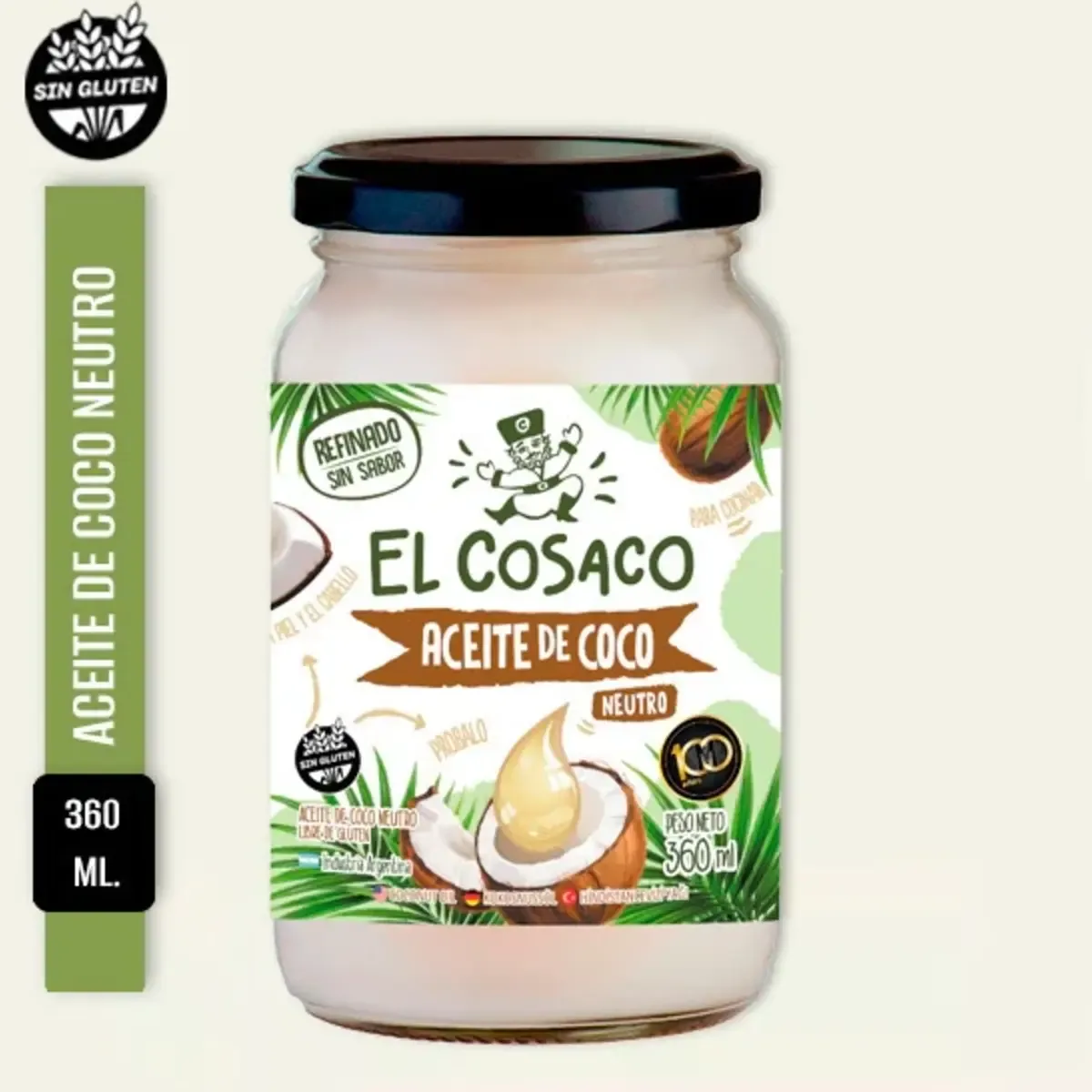Aceite de coco neutro El cosaco x 360 ml