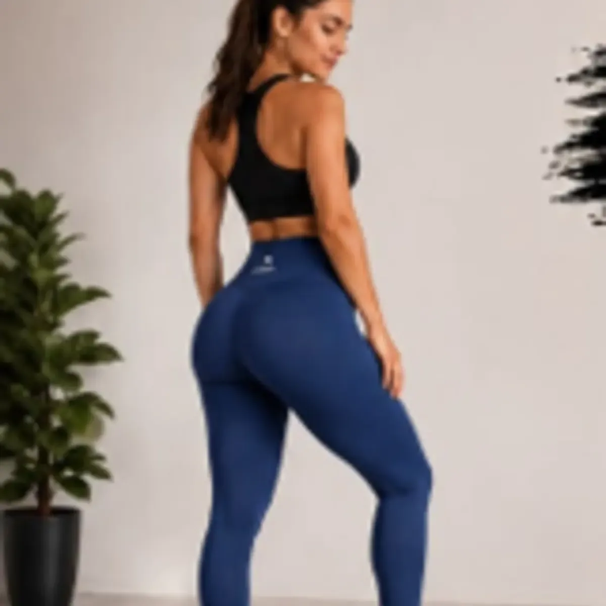 Calza Deportiva Azul Cintura Alta